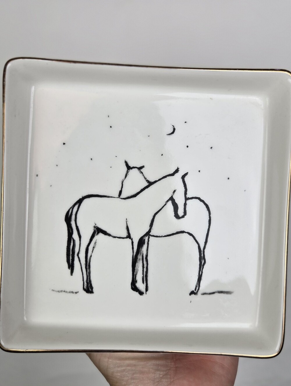 Bettina Norton Couple Of‎ Horses Jewelry Trinket Dish Catch-All Tray